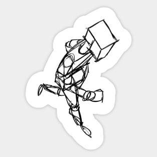 Robot Run Sketchy Blk Sticker